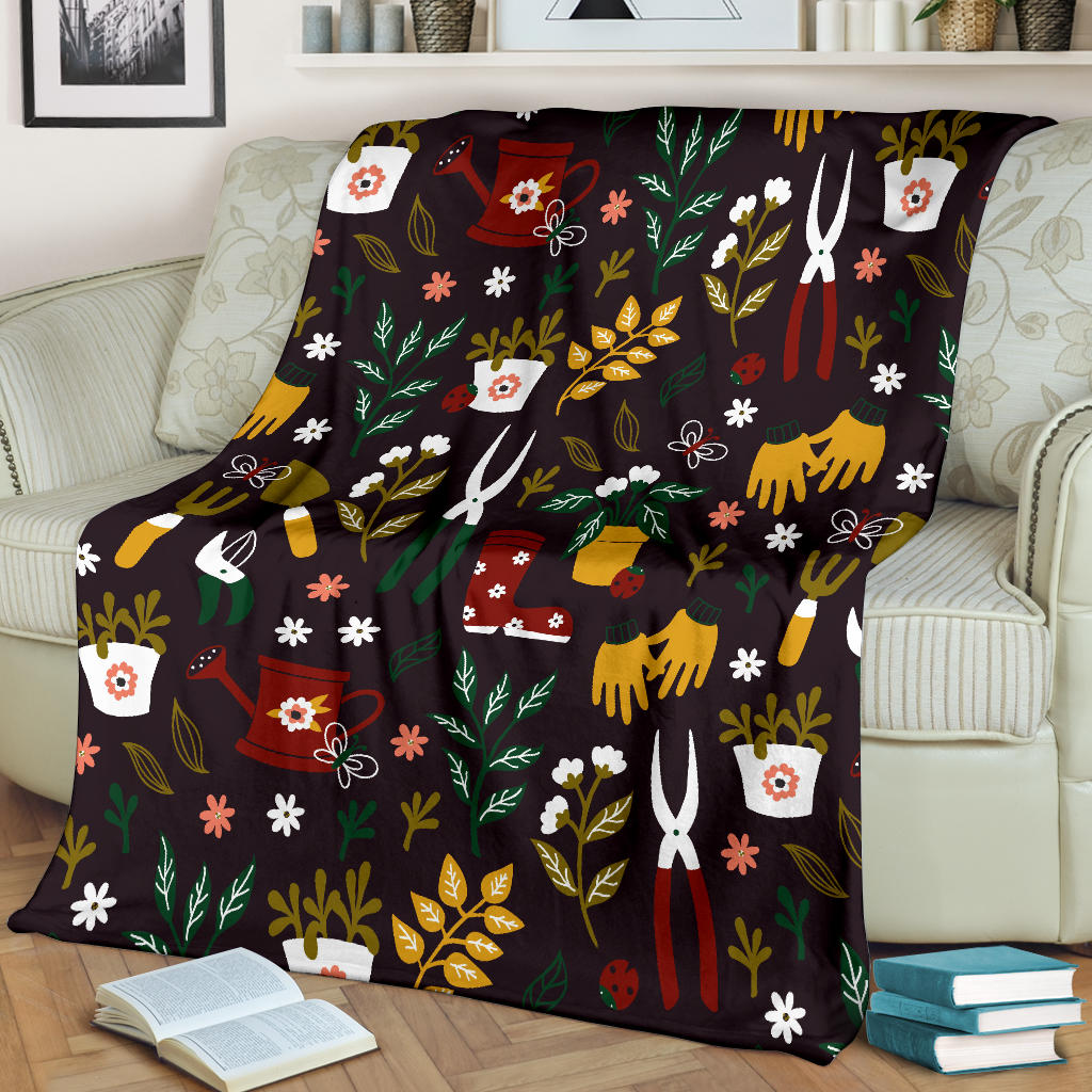 Gardening Pattern Print Design G05 Fleece Blanket