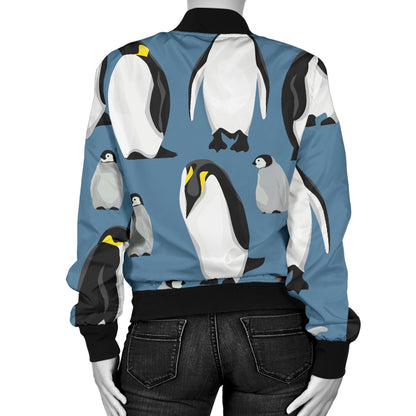 Penguin Pattern Print Design A03 Women's Bomber Jacket