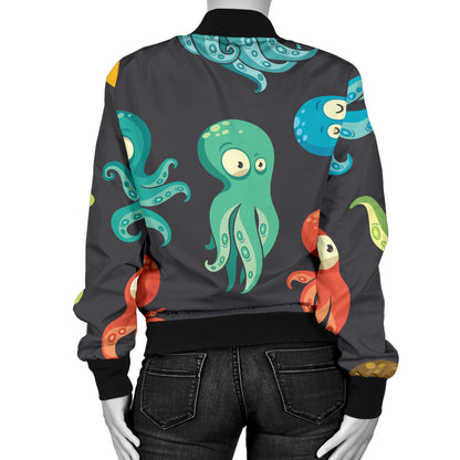 Octopus Pattern Print Design A01 Women's Bomber Jacket
