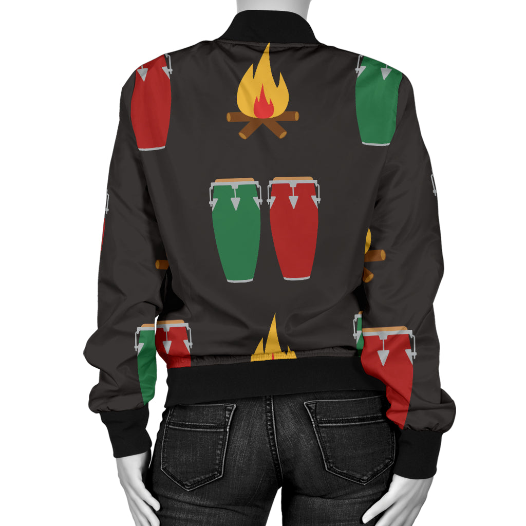 Conga Pattern Print Design 01 Women's Bomber Jacket