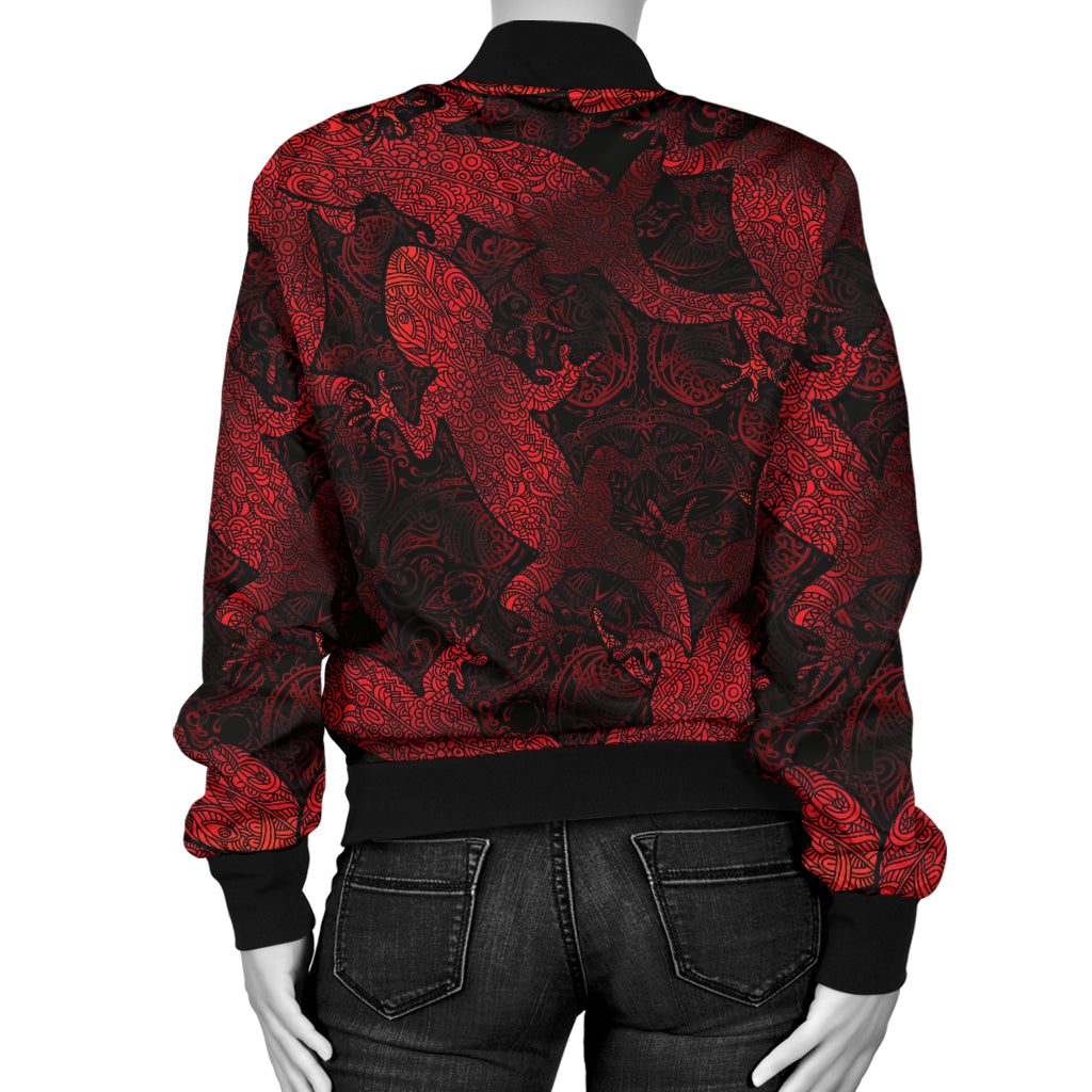 Gecko Pattern Print Design 04 Women's Bomber Jacket