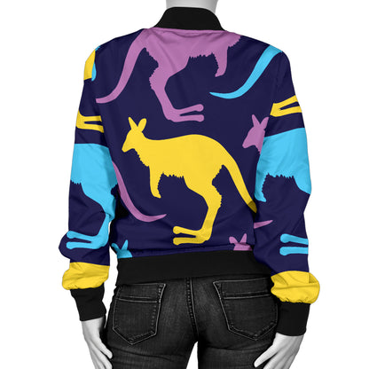 Kangaroos Pattern Print Design 02 Women's Bomber Jacket