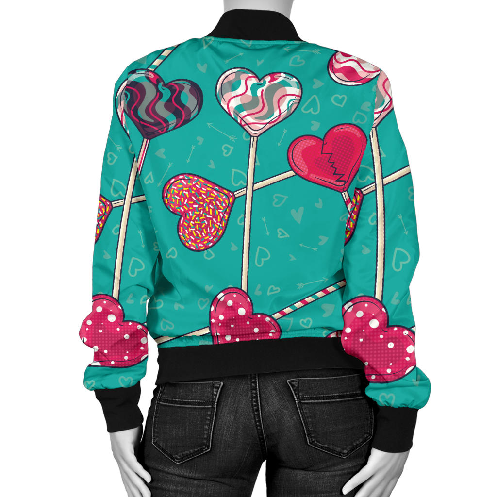 Lollipop Pattern Print Design LL01 Women Bomber Jacket