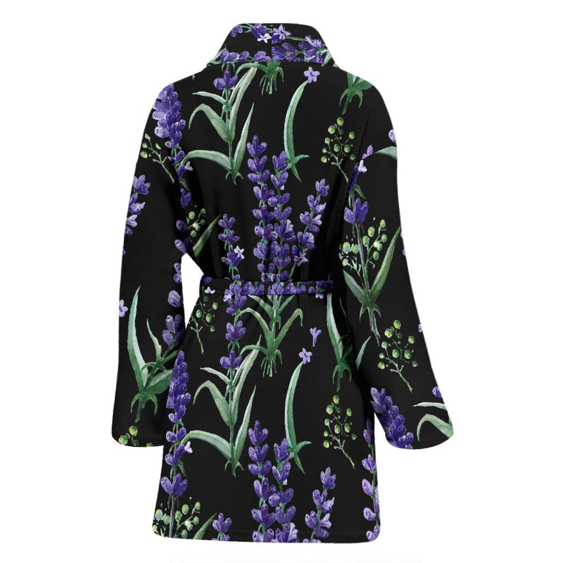 Lavender Pattern Print Design LV01 Women Bathrobe