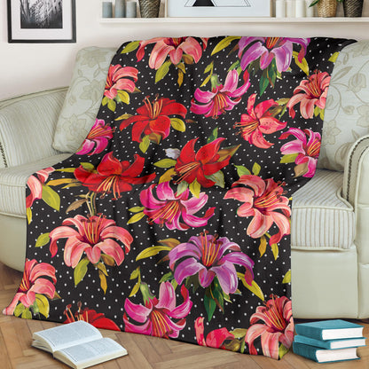 Lily Pattern Print Design LY012 Fleece Blanket