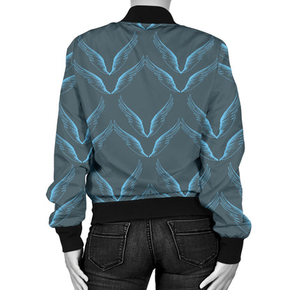 Angel Wings Pattern Print Design 04 Women's Bomber Jacket