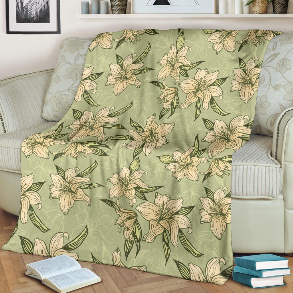 Lily Pattern Print Design LY06 Fleece Blanket