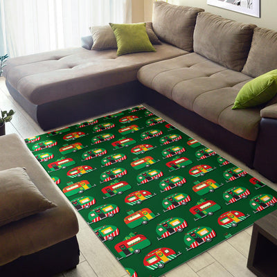 Camper Camping Christmas Themed Print Area Rugs