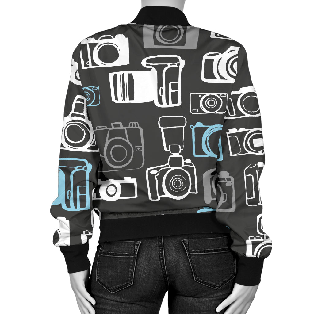 Camera Pattern Print Design 04 Women's Bomber Jacket