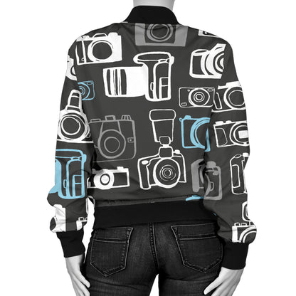 Camera Pattern Print Design 04 Women's Bomber Jacket