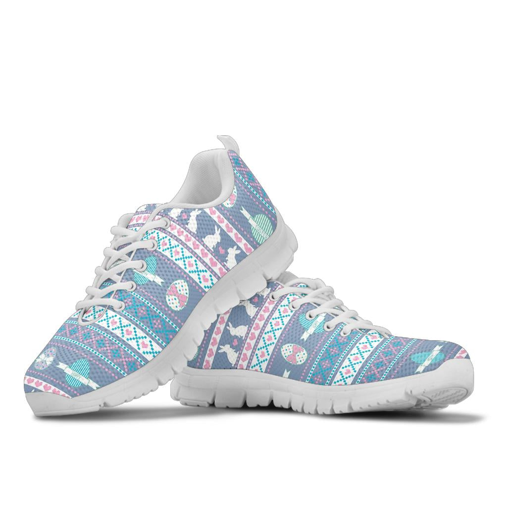 Easter Eggs Pattern Print Design RB013 Sneakers White Bottom Shoes