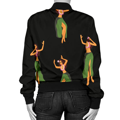 Hula Dancers Girl Pattern Print Design 01 Women's Bomber Jacket