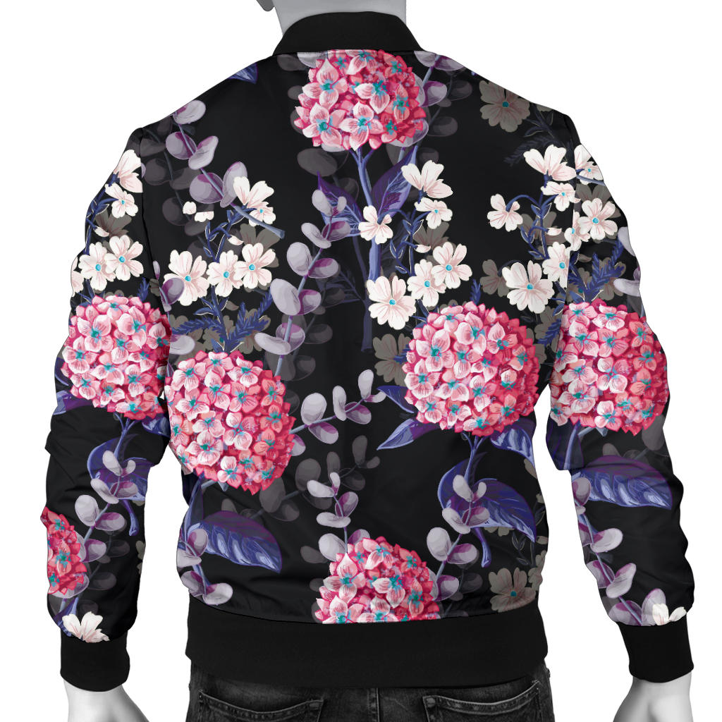 Hydrangea Pattern Print Design HD04 Men Bomber Jacket