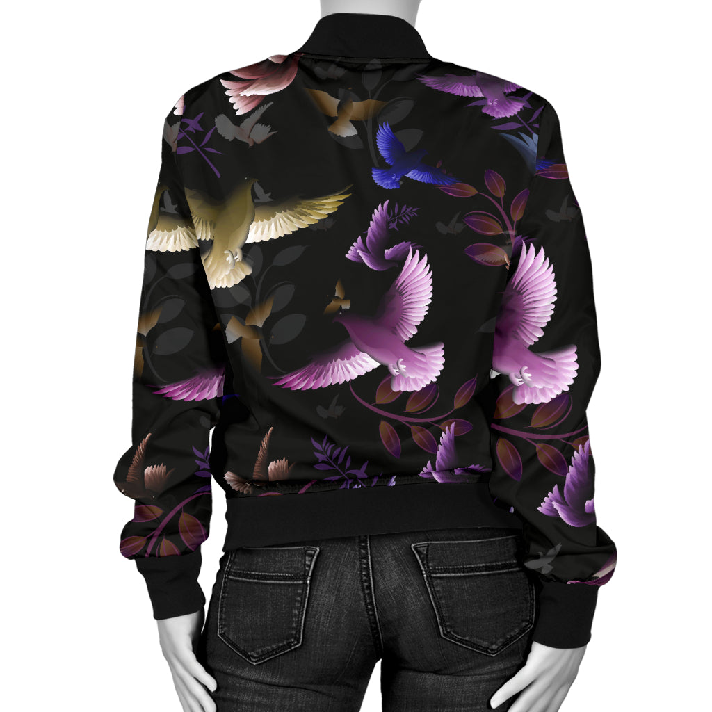 Pigeon Pattern Print Design 01 Women's Bomber Jacket