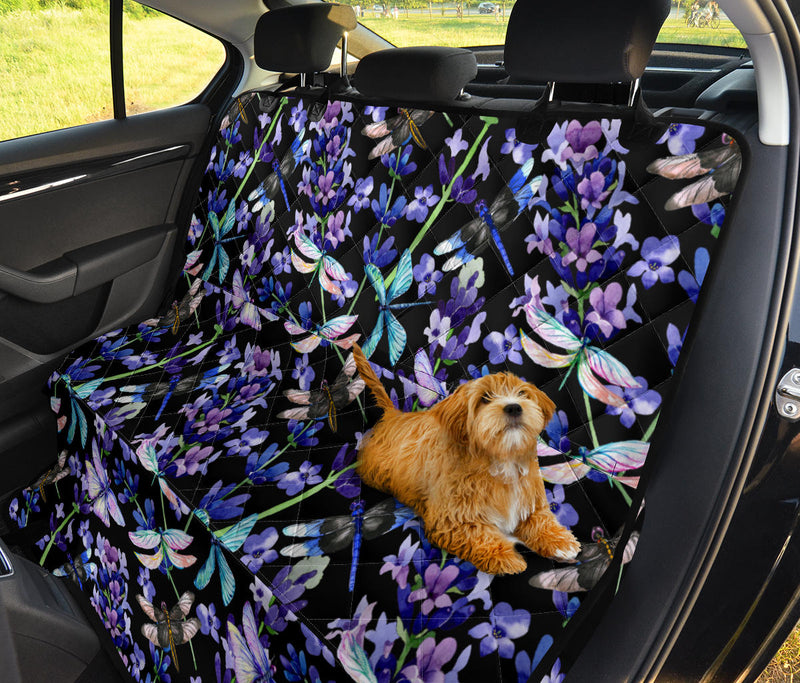 Lavender Dragonfly Pattern Print Design LV03 Rear Dog  Seat Cover