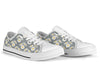 Daisy Pattern Print Design DS09 White Bottom Low Top Shoes