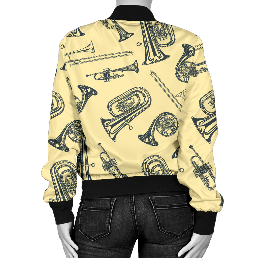 Tuba Pattern Print Design 01 Women's Bomber Jacket