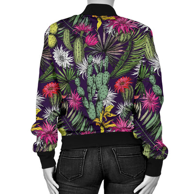 Cactus Pattern Print Design 08 Women's Bomber Jacket