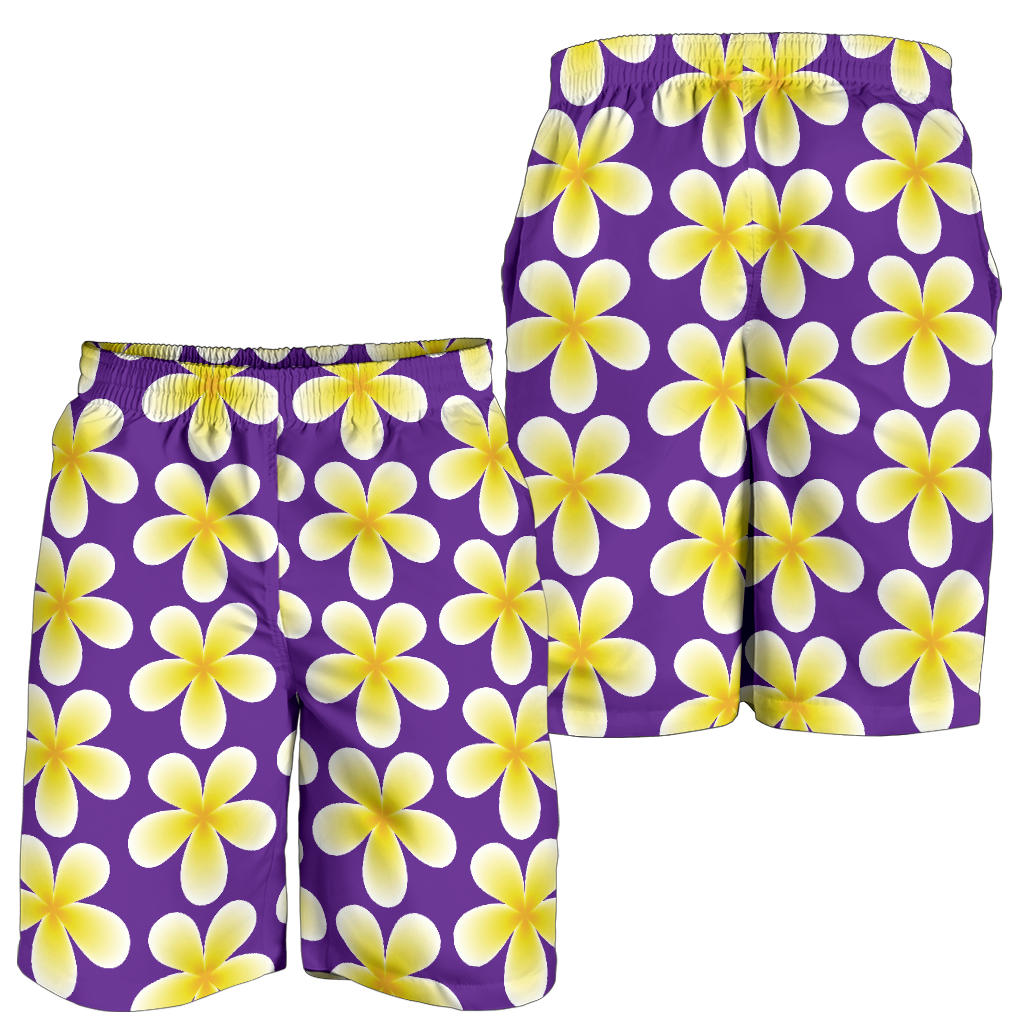 Yellow Plumeria Pattern Print Design PM05 Mens Shorts