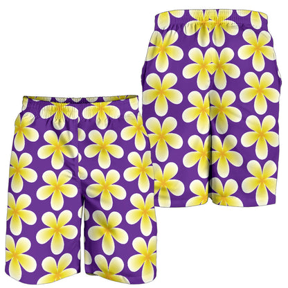 Yellow Plumeria Pattern Print Design PM05 Mens Shorts