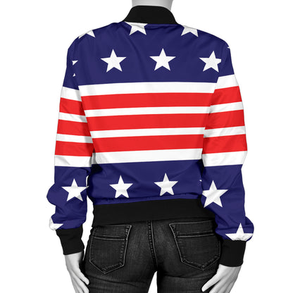 Patriotic Pattern Print Design A04 Women's Bomber Jacket