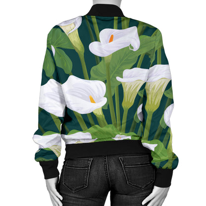 Lily Pattern Print Design 04 Women's Bomber Jacket