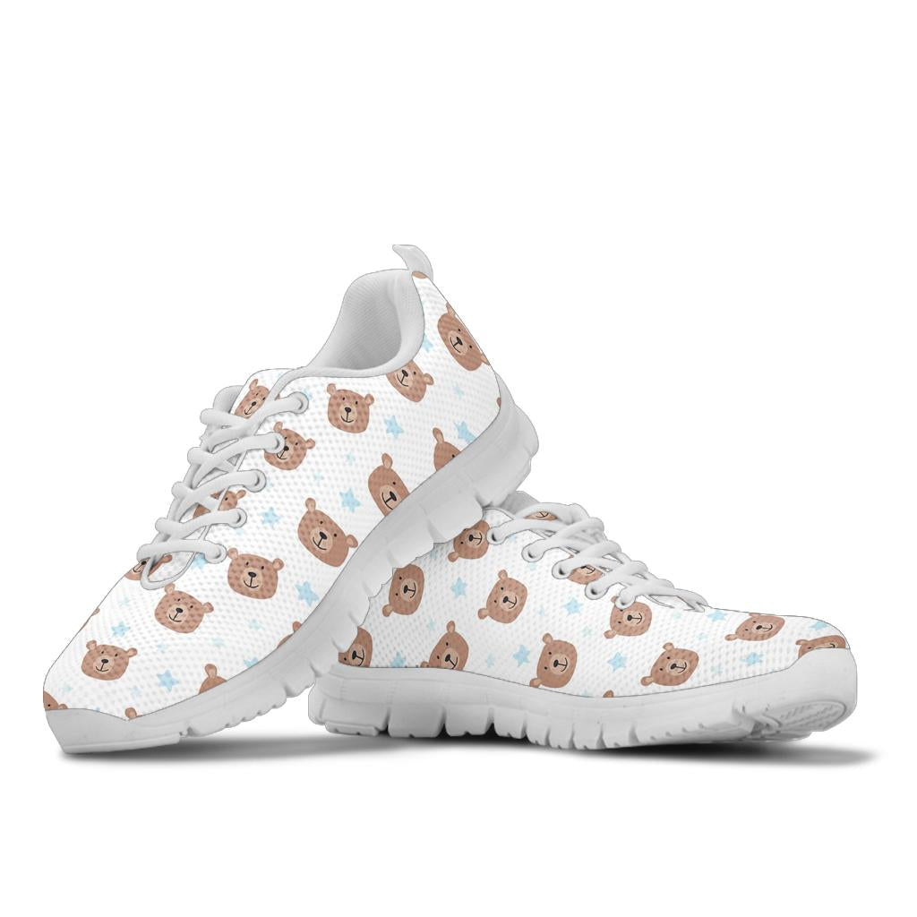 Bear Pattern Print Design BE02 Sneakers White Bottom Shoes