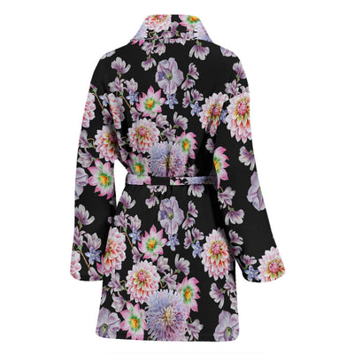 Dahlia Pattern Print Design DH012 Women Bathrobe