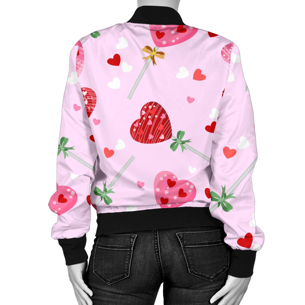 Lollipop Pattern Print Design LL07 Women Bomber Jacket