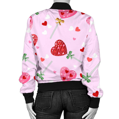Lollipop Pattern Print Design LL07 Women Bomber Jacket