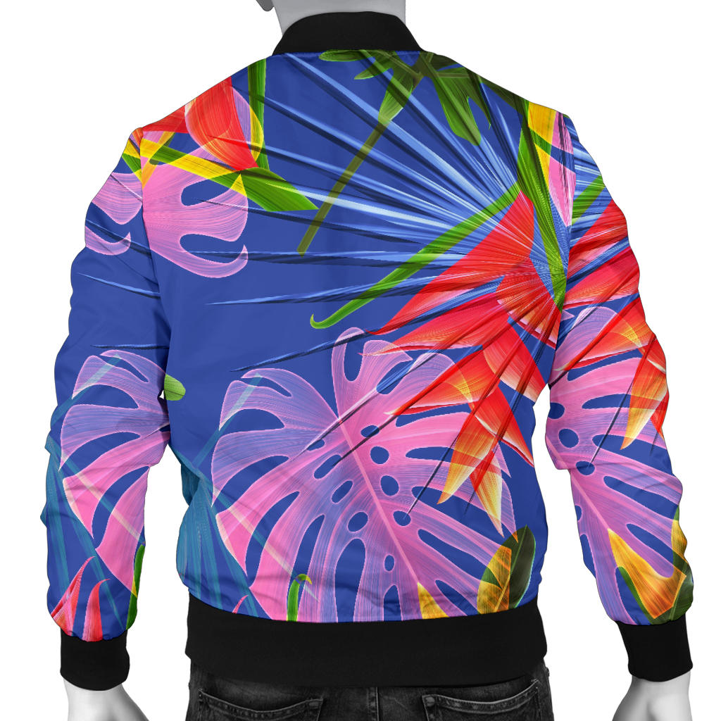 Tropical Flower Pattern Print Design TF025 Men Bomber Jacket