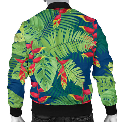 Heliconia Pattern Print Design HL08 Men Bomber Jacket