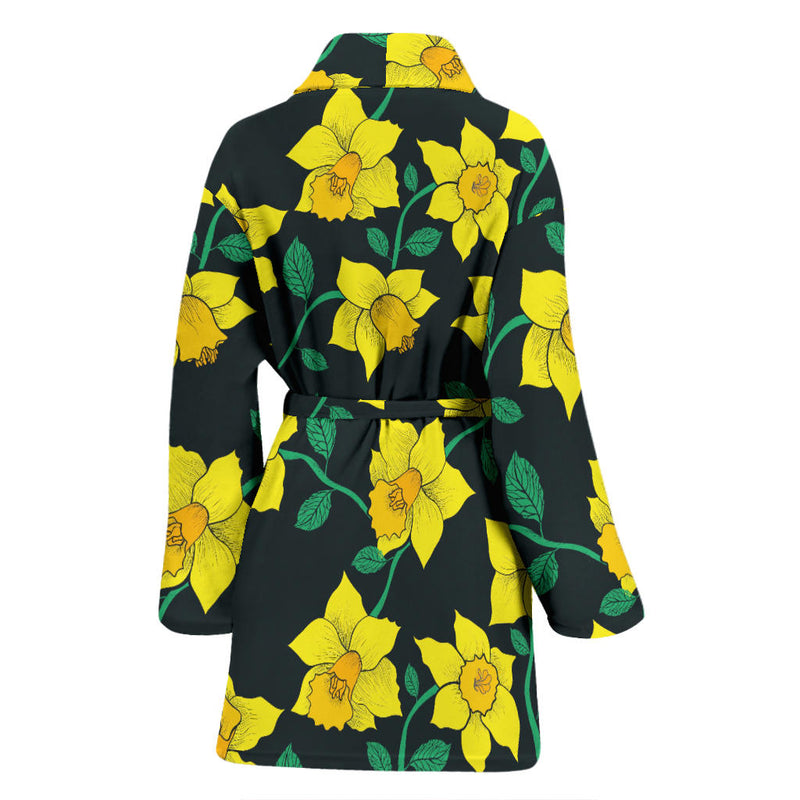 Daffodils Pattern Print Design DF03 Women Bathrobe