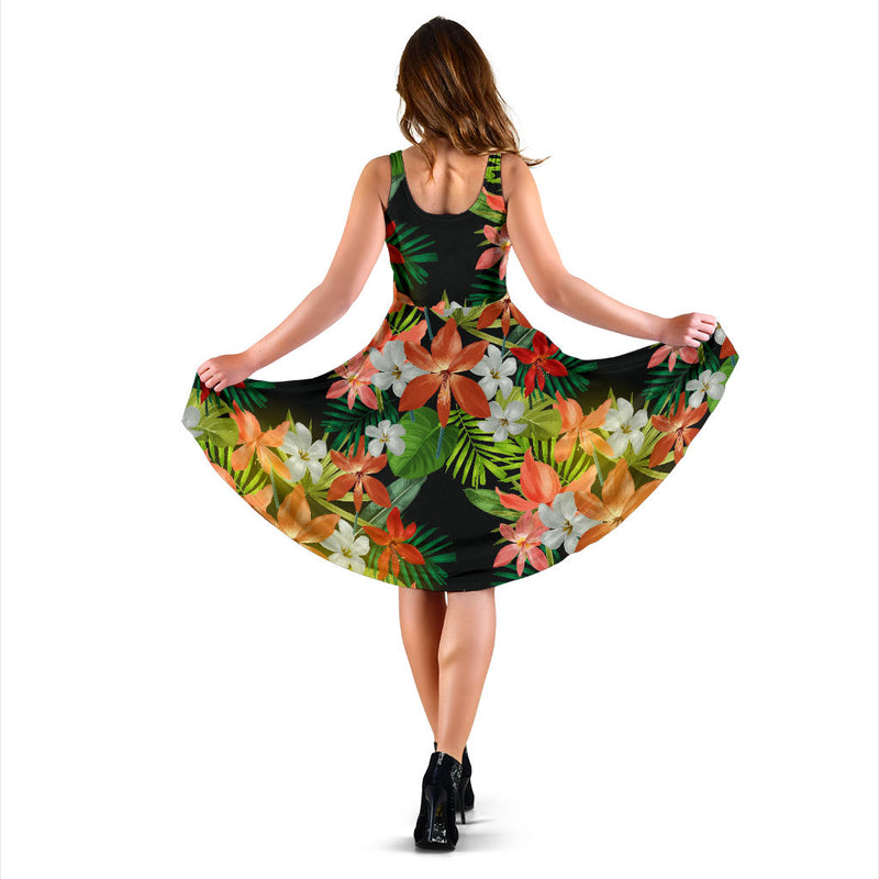 Amaryllis Pattern Print Design AL07 Midi Dress