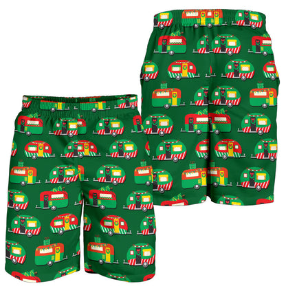 Camper Camping Christmas Themed Print Mens Shorts