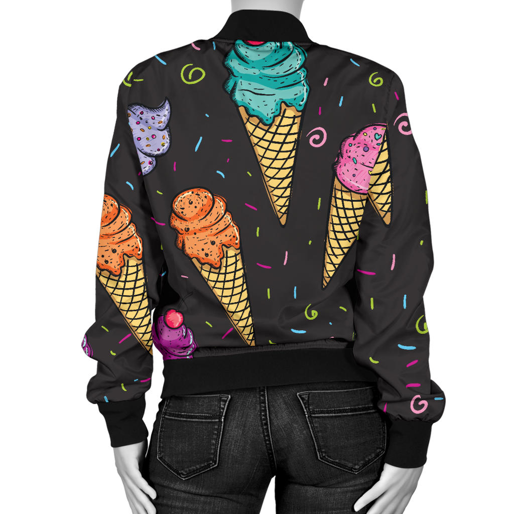 Ice Cream Pattern Print Design IC06 Women Bomber Jacket