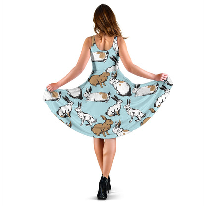 Rabbit Pattern Print Design RB018 Midi Dress
