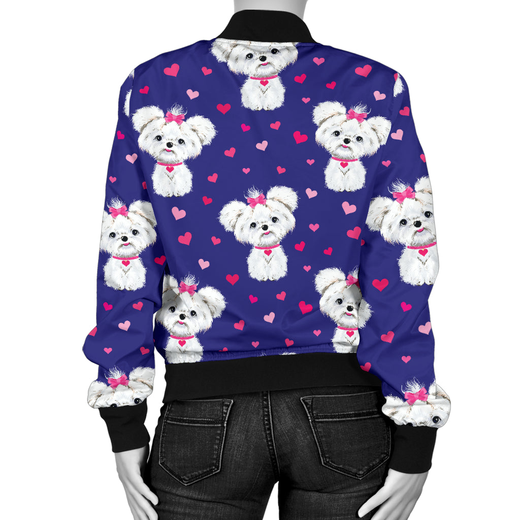 Maltese Pattern Print Design 02/womenbomber.jpg Women's Bomber Jacket
