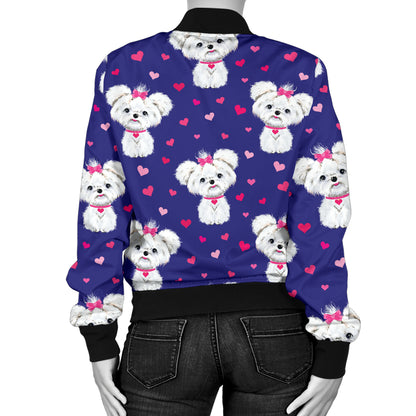 Maltese Pattern Print Design 02/womenbomber.jpg Women's Bomber Jacket