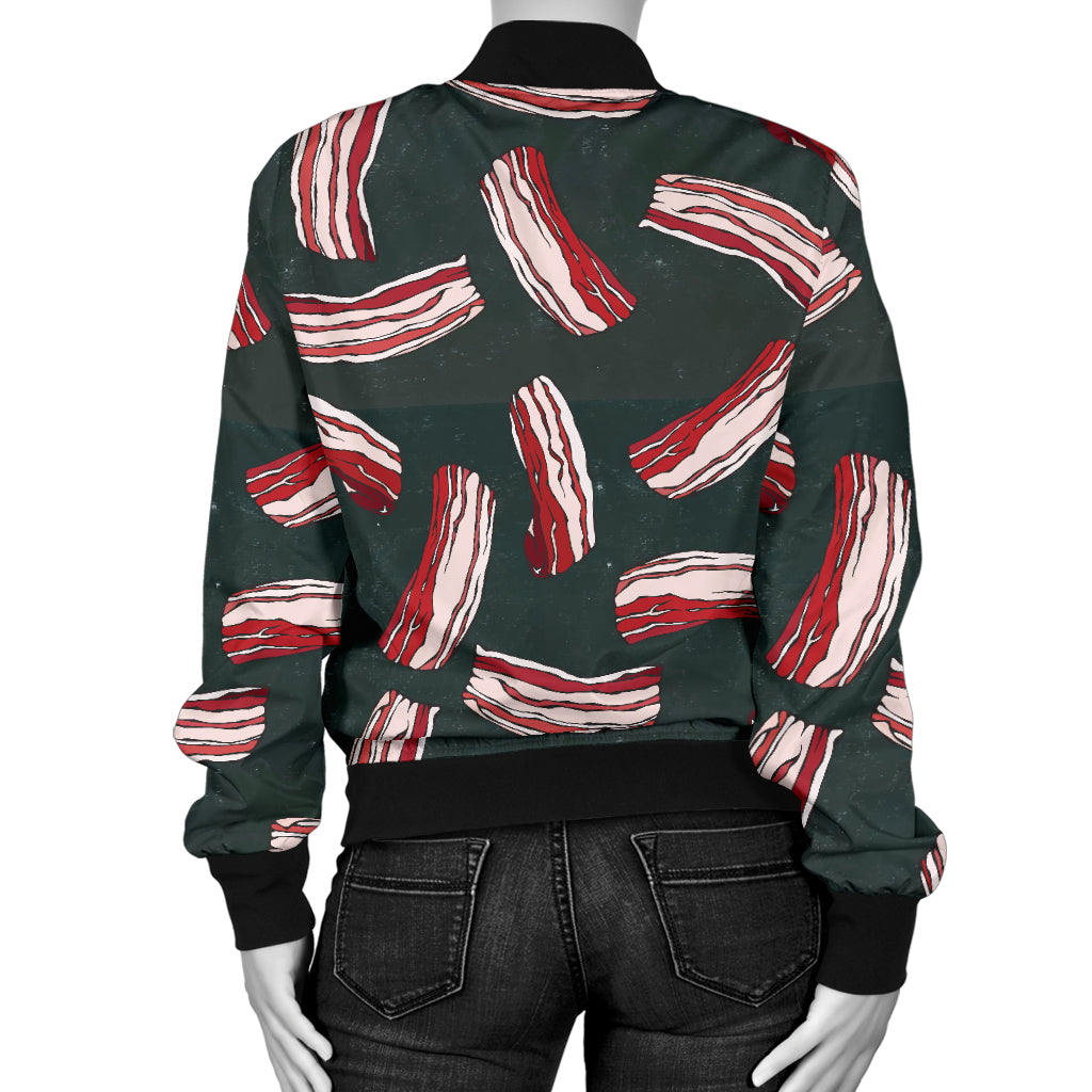 Bacon Pattern Print Design 02 Women's Bomber Jacket