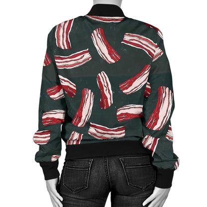Bacon Pattern Print Design 02 Women's Bomber Jacket