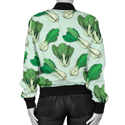 Bok Choy Pattern Print Design 01 Women's Bomber Jacket