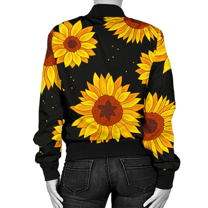 Sunflower Pattern Print Design SF09 Women Bomber Jacket