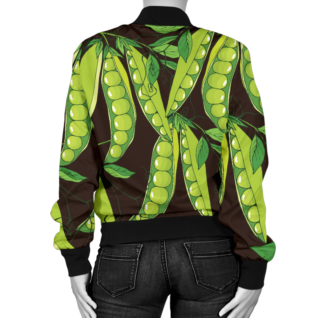 Peas Pattern Print Design A03 Women's Bomber Jacket