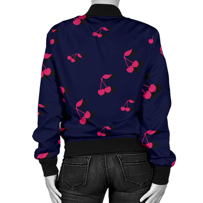 Cherry Pattern Print Design 02 Women's Bomber Jacket