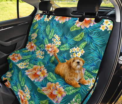 Plumeria Tropical Flower Design Print Rear Dog  Seat Cover
