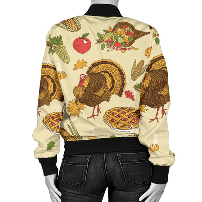 Turkey Pattern Print Design 02 Women's Bomber Jacket