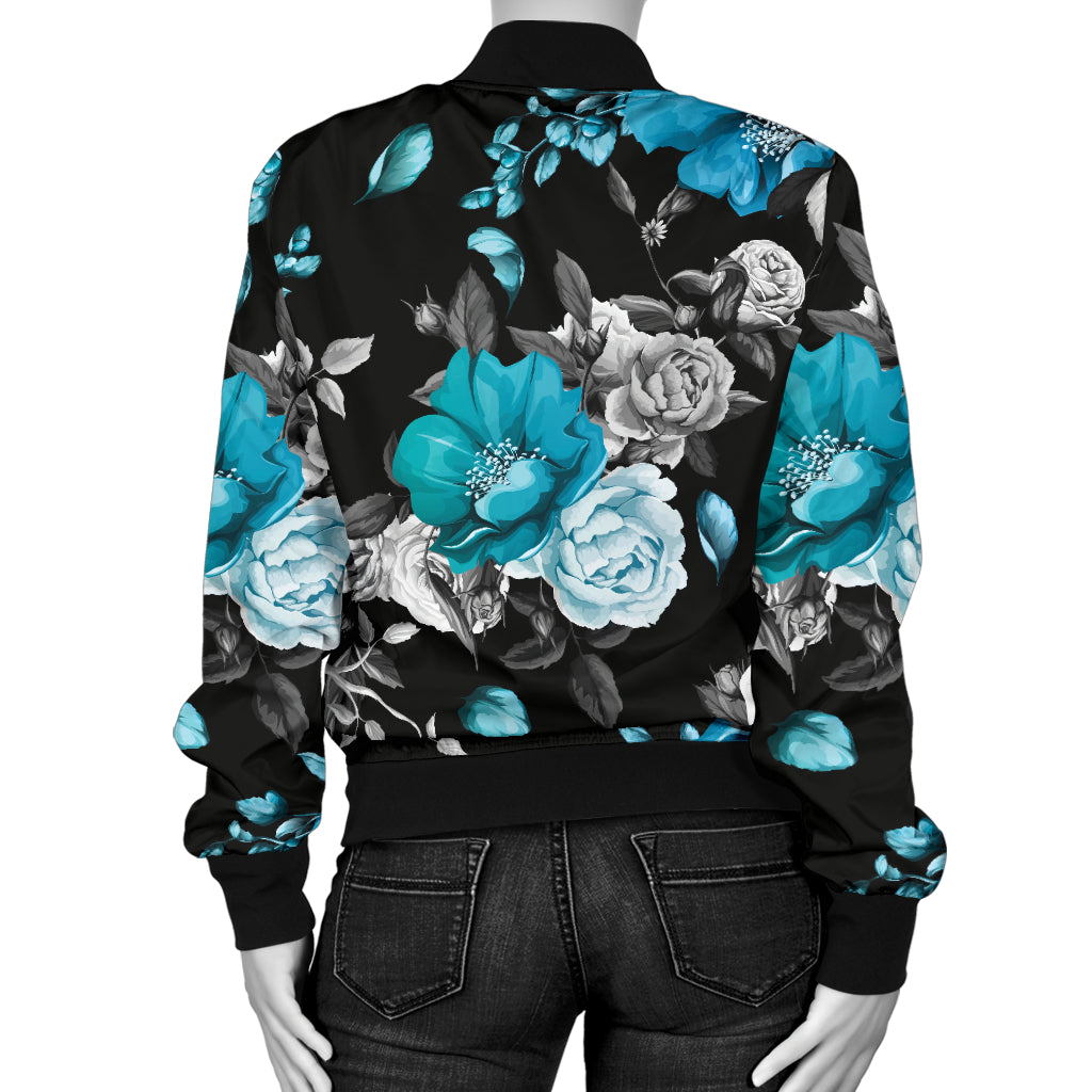 Rose Pattern Print Design A02 Women's Bomber Jacket