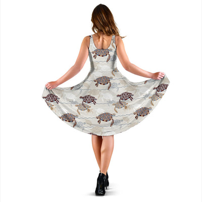 Sea Turtle Pattern Print Design T07 Midi Dress