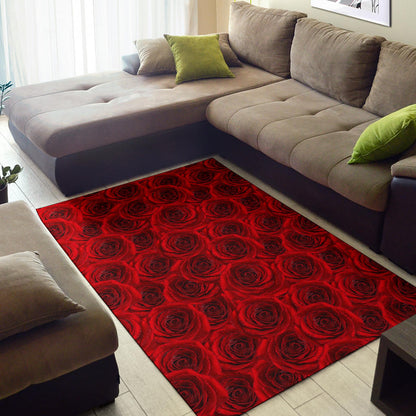Rose Red Pattern Print Design RO04 Area Rugs
